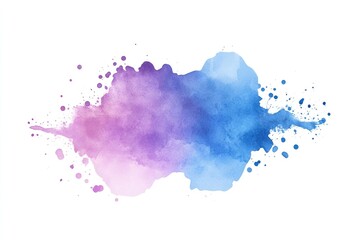 Abstract watercolor stain. Delicate blend of purples, pinks, and blues with splatters