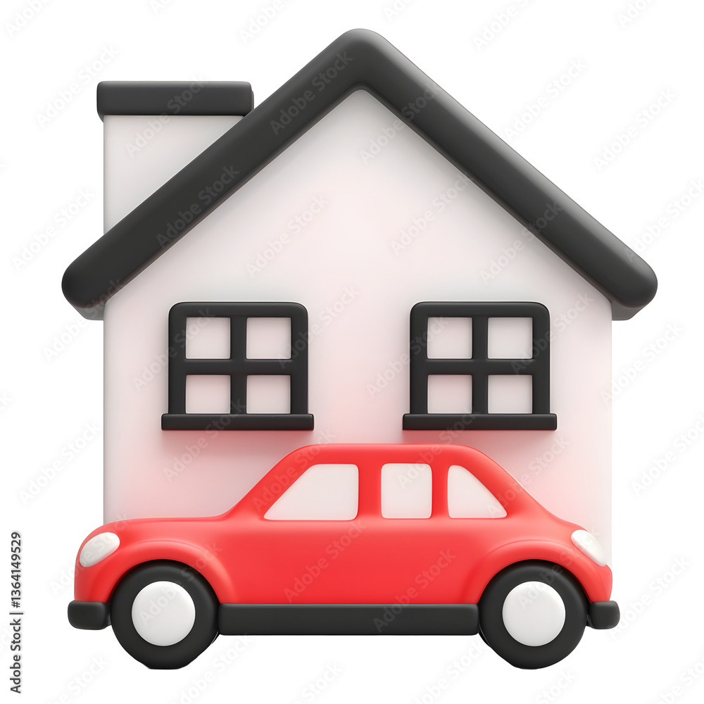 Poster A clean minimalistic icon design featuring a simple house and car for use in website or user interface designs