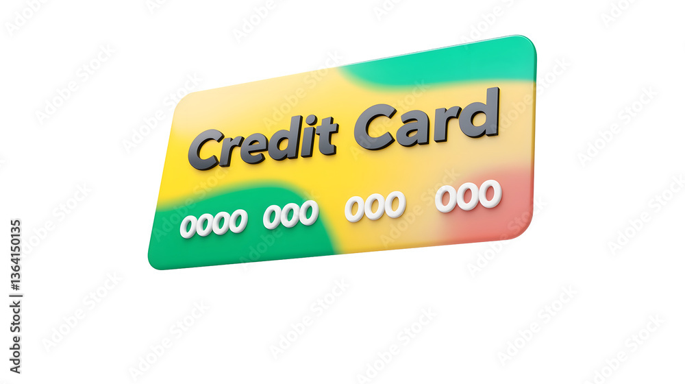 Leinwandbilder close up 3d render of a simple colored credit card design with the label credit card and a series of