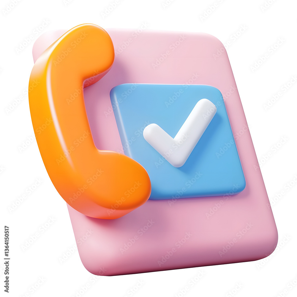 Leinwandbilder Vibrant 3D rendering of a phone call notification icon featuring a shaking handset symbol ideal for digital interface and application design