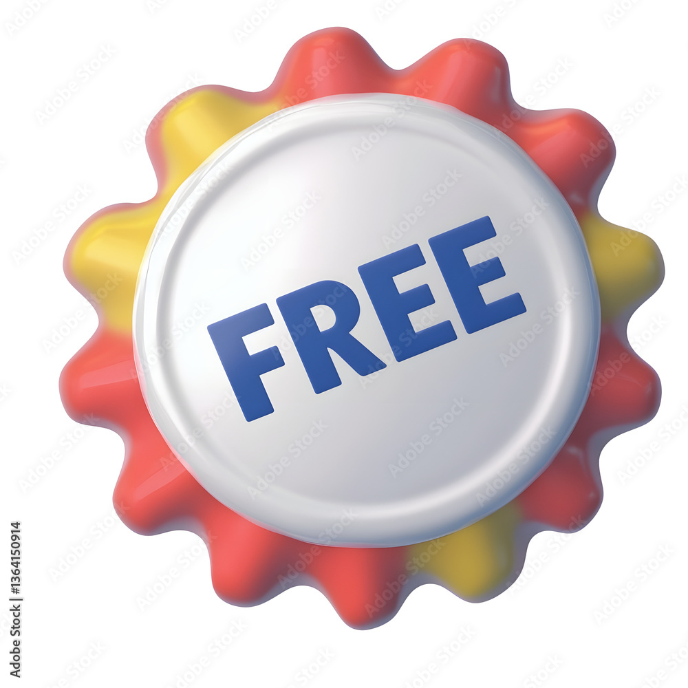 Fototapete 3d render of a clean and modern free badge icon with a scalloped circular shape decorative radial li