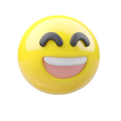 Fototapeta premium A 3D rendered minimalistic and clean design of a happy face icon with a smooth curved smile and round eyes suitable for use in website user interfaces and digital applications