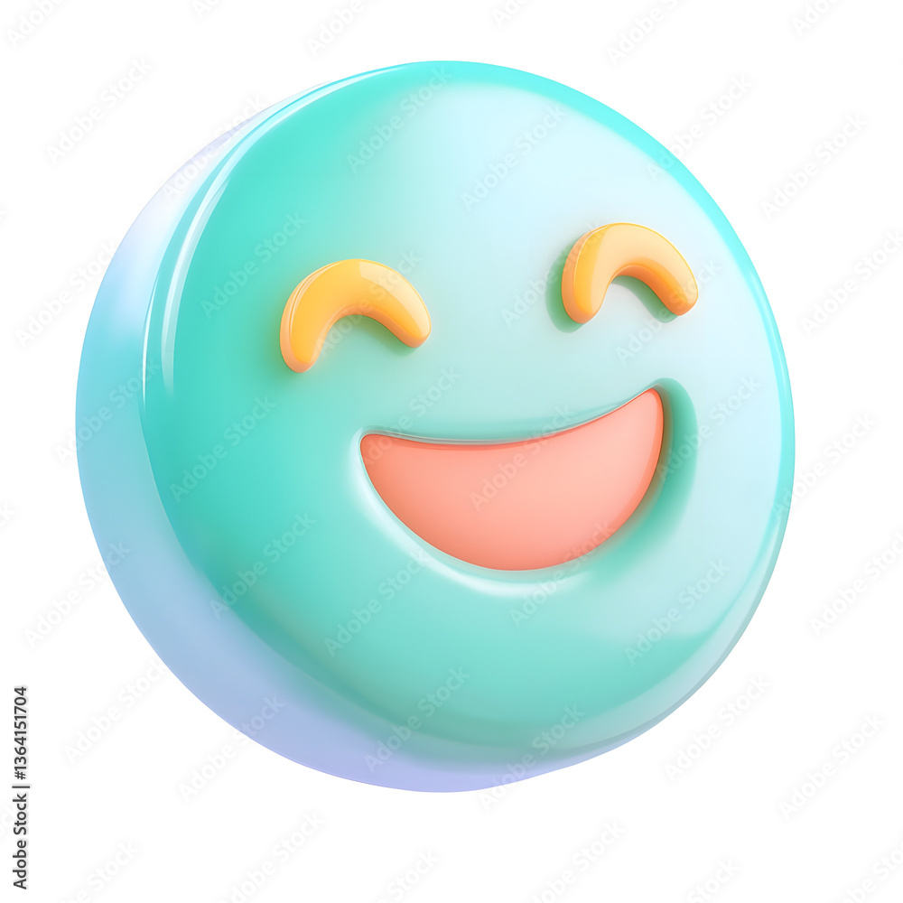 Aufkleber cheerful and vibrant 3d rendered smiley face emoji symbol with a smooth glossy and minimalist geomet