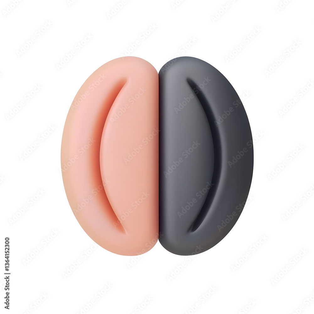 Poster Close up 3D render of a pair of smooth modern geometric shapes with a structured minimalist design and natural curves for a clean elegant visual aesthetic