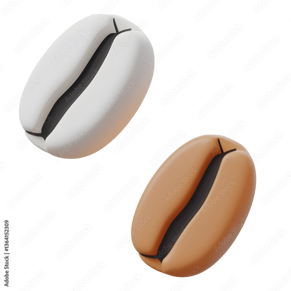 Poster close up photography of two minimalist coffee beans showcasing their smooth natural curves and elega