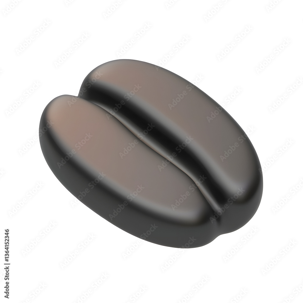 Poster detailed 3d render of a minimalist and modern coffee bean icon or glyph design featuring smooth curv
