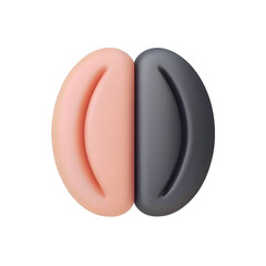 Fototapeta premium Close up 3D render of a pair of smooth modern geometric shapes with a structured minimalist design and natural curves for a clean elegant visual aesthetic