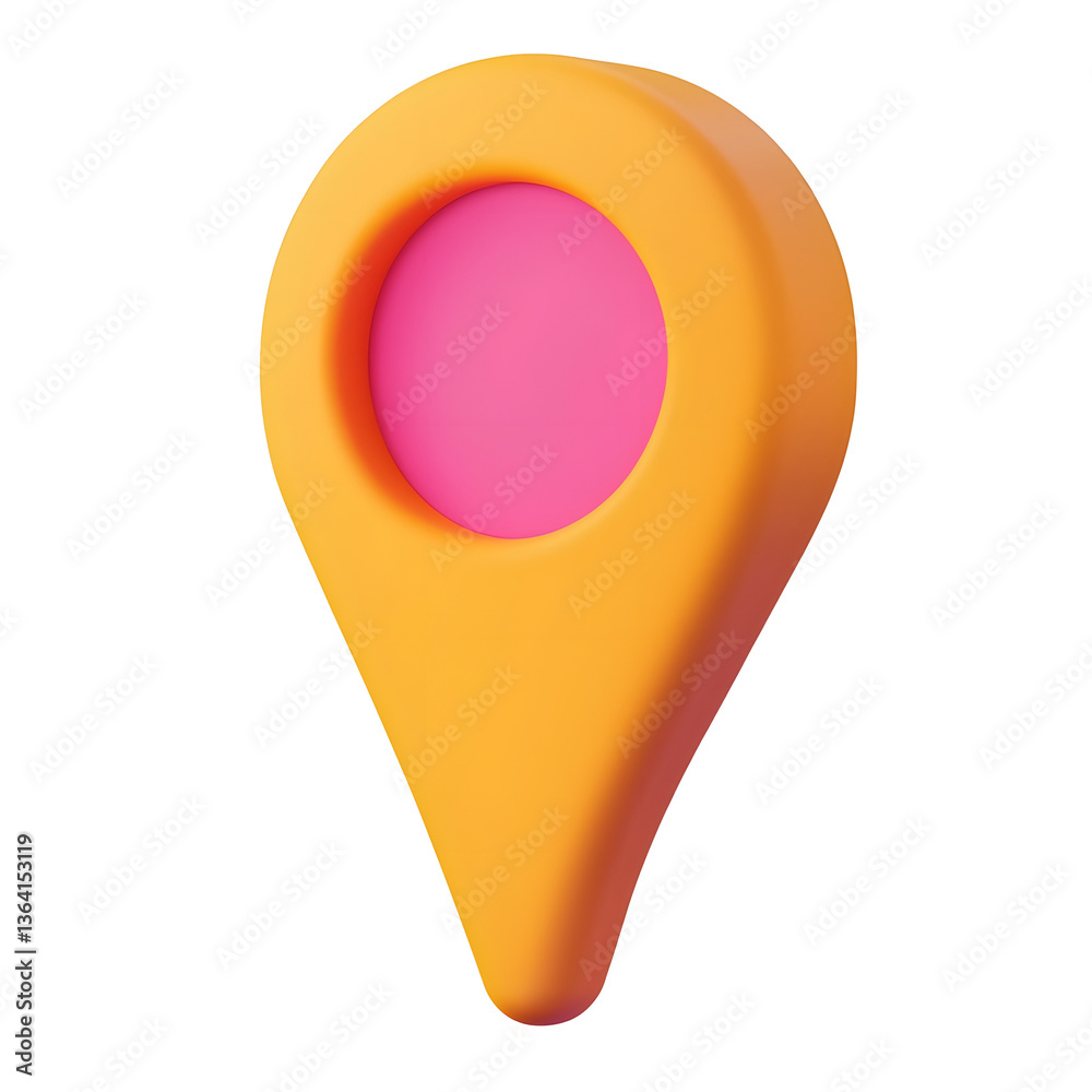Aufkleber A minimalist and clean 3D location icon with a structured and professional pin marker design showcasing a modern geometric visual style against a transparent background