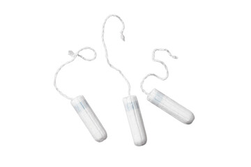 Feminine hygiene and menstruation, White tampons for feminine hygiene and menstruation, isolated on...