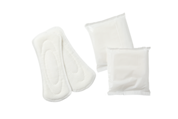 Feminine hygiene and menstruation, Menstrual hygiene products like pads, isolated on white, PNG
