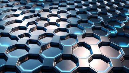 Fototapeta premium Luminous Hexagons: A Technological and Futuristic Abstract