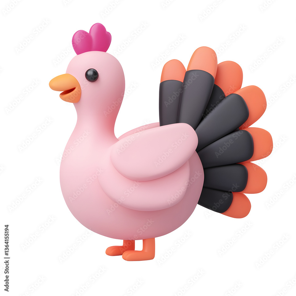 Leinwandbilder a cute and playful 3d rendering of a turkey icon featuring a soft rounded body well defined feathers