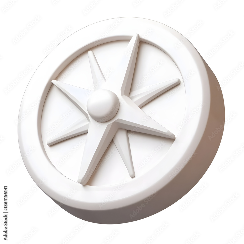 Poster A sleek and modern 3D compass icon featuring a well defined directional symbol inside a polished circular border designed for clean and professional UI applications