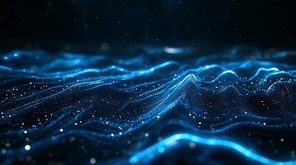 Blue digital wave, particle background, abstract tech, futuristic design