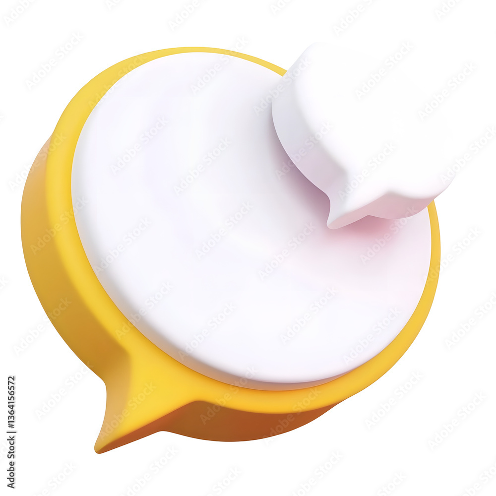 Leinwandbilder Sleek and modern 3D rendered messaging icon featuring a pair of refined contoured speech bubbles with a clean minimalist appearance for website and user interface design