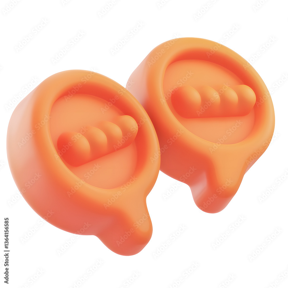 Poster Minimalist 3D render of a sleek modern pair of speech bubble icons with refined contours ideal for website or app user interface design