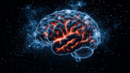 Abstract glowing brain illustration with neural connections