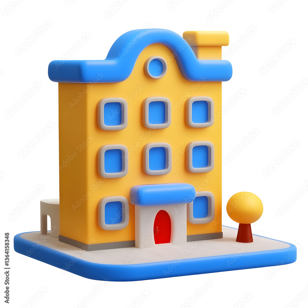Poster a minimalist 3d icon featuring a modern polished and elegantly balanced architectural design of a ho