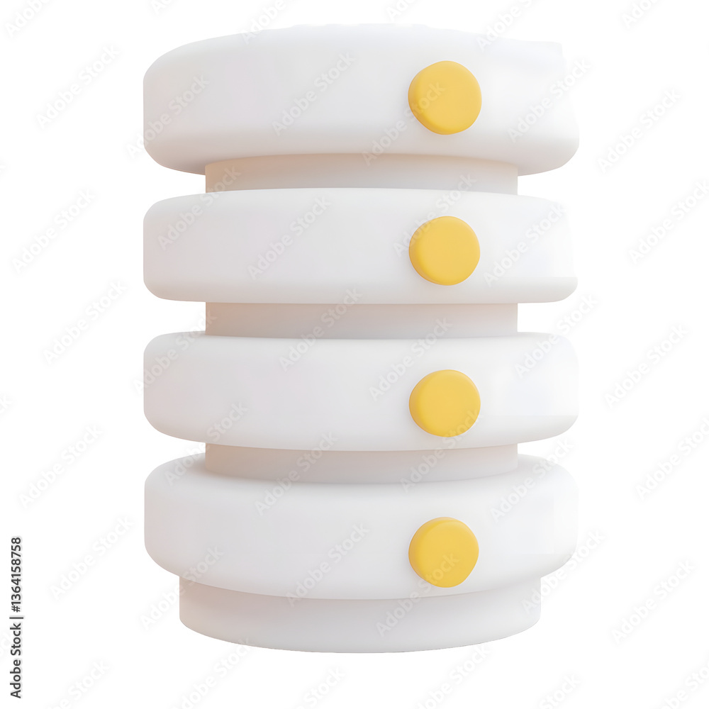 Leinwandbilder A minimalist and elegant 3D icon featuring a well defined and structured cylinder with smooth layered sections representing cloud or local storage in a professional digital interface