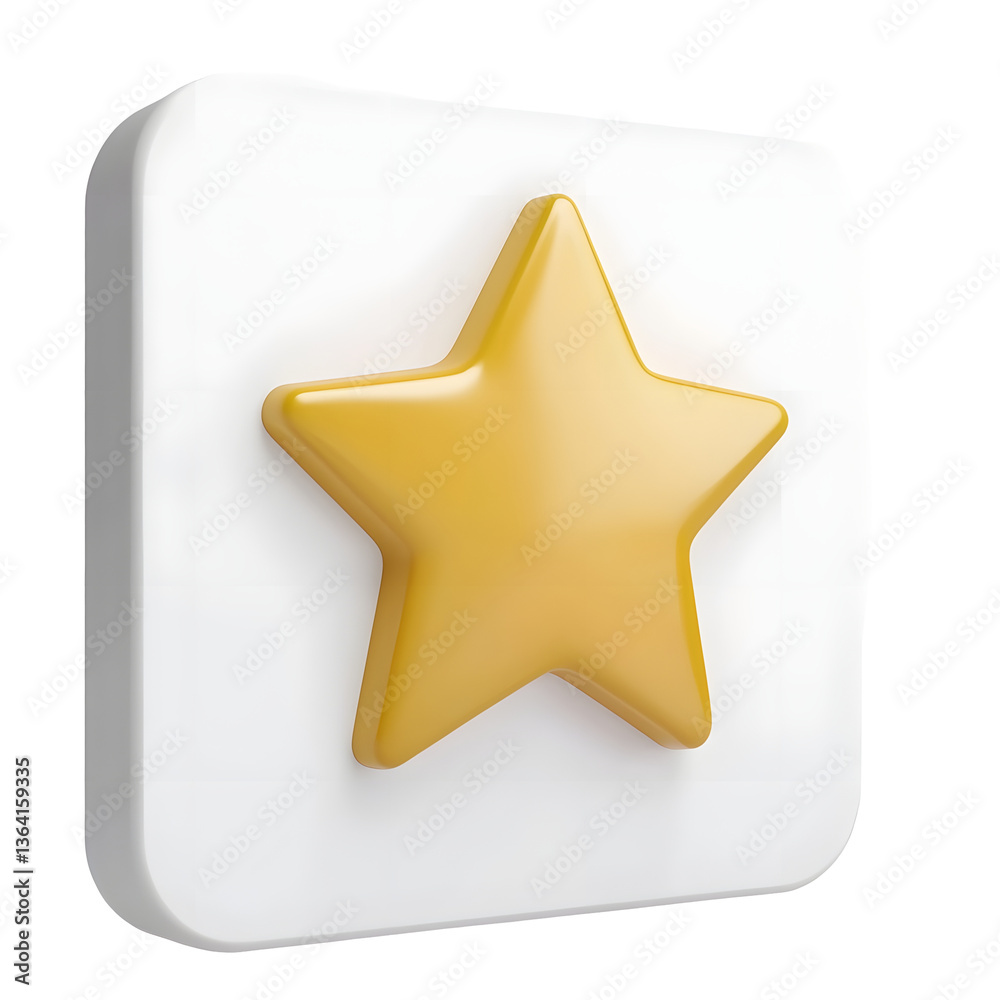 Poster A 3D rendered glossy golden star icon polished to perfection and isolated on a clean white background perfect for use in user interfaces applications and digital designs