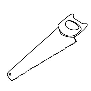 recommend clip art: Wood saw carpenter tools one continuous line drawing