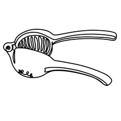 Lemon squeezer,manual citrus press  in continuous line art drawing
