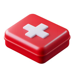 Obraz premium Minimalist 3D medical emergency box icon with a clean contemporary design representing healthcare safety and rapid response
