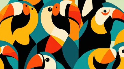 Naklejka premium Colorful Toucan Bird Illustration with Tropical Birds, and Nature Art.