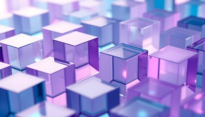 Obraz premium Abstract Arrangement of Translucent Blue and Purple Cubes