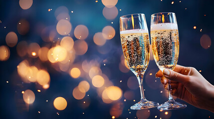Champagne Toast Celebration With Sparkling Background