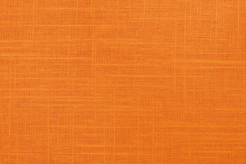 Orange linen fabric cloth texture for background, natural textile pattern.