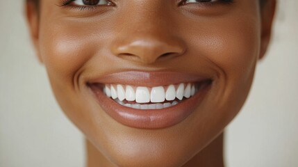 close up beautiful healthy teeth of african american young woman , concept dentistry , beautiful smile