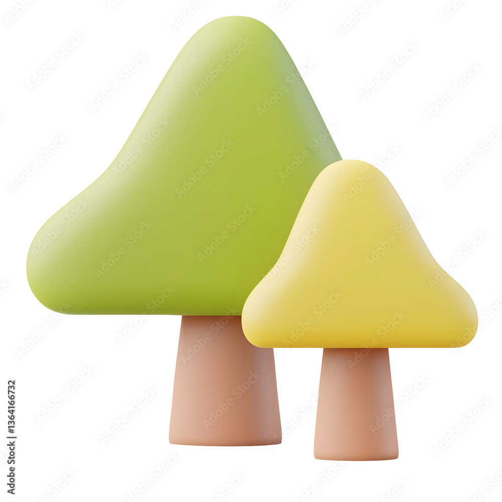 Aufkleber Two abstract stylized green trees with simple brown trunks in a clean minimalist design suitable for use as a UI or icon element