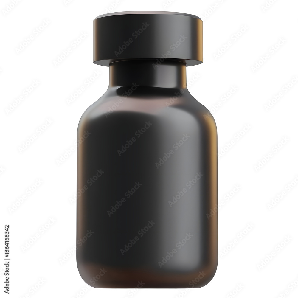 Aufkleber minimal 3d line art of a small rounded black bottle with a clean modern design and a minimalist aest