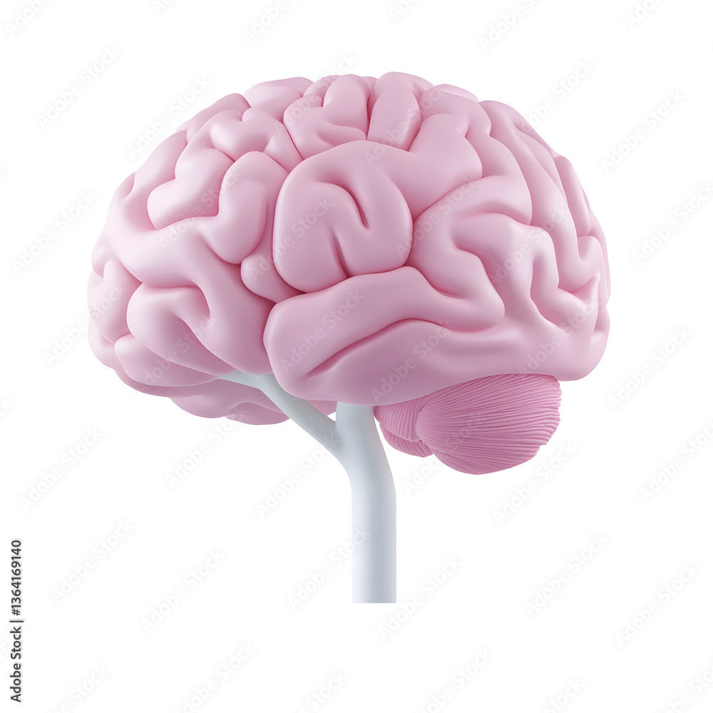 Poster Highly detailed and 3D rendering of a human brain showcasing its complex structure and functions related to intelligence cognition and neuroscience