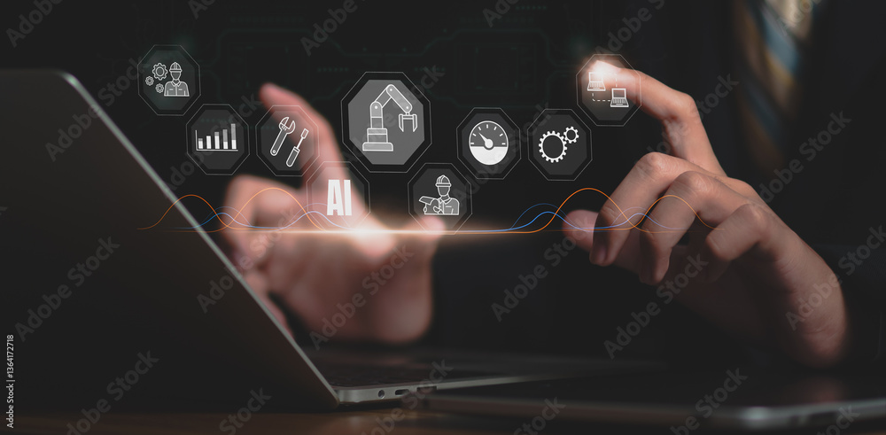 Canvas Prints ai and robotic process automation in industry 4.0 | smart manufacturing, digital transformation, iot