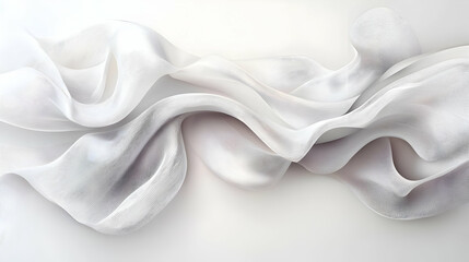 Fototapeta premium Abstract White Wave Design with Black Dot Pattern on Smooth Surface in Soft Lighting
