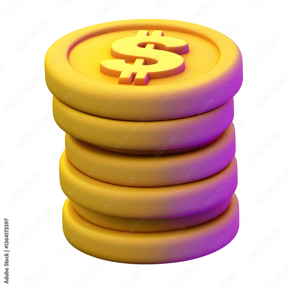 Leinwandbilder a visually balanced icon featuring stacked gold coins with a prominent dollar sign symbol designed f