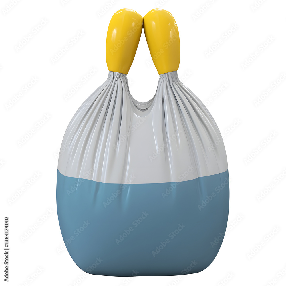 Poster Minimalistic medium shot of a 3D plastic bag icon for user interface UI design isolated on a clean white background with a simple modern and abstract presentation