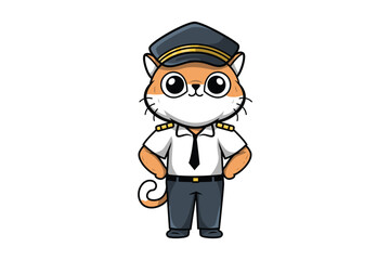 Obraz premium Cute Pilot Cat Character Illustration