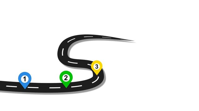 Animated infographic highway elements 5 steps to success with journey flow from start to finish. 4k resolution motion graphic