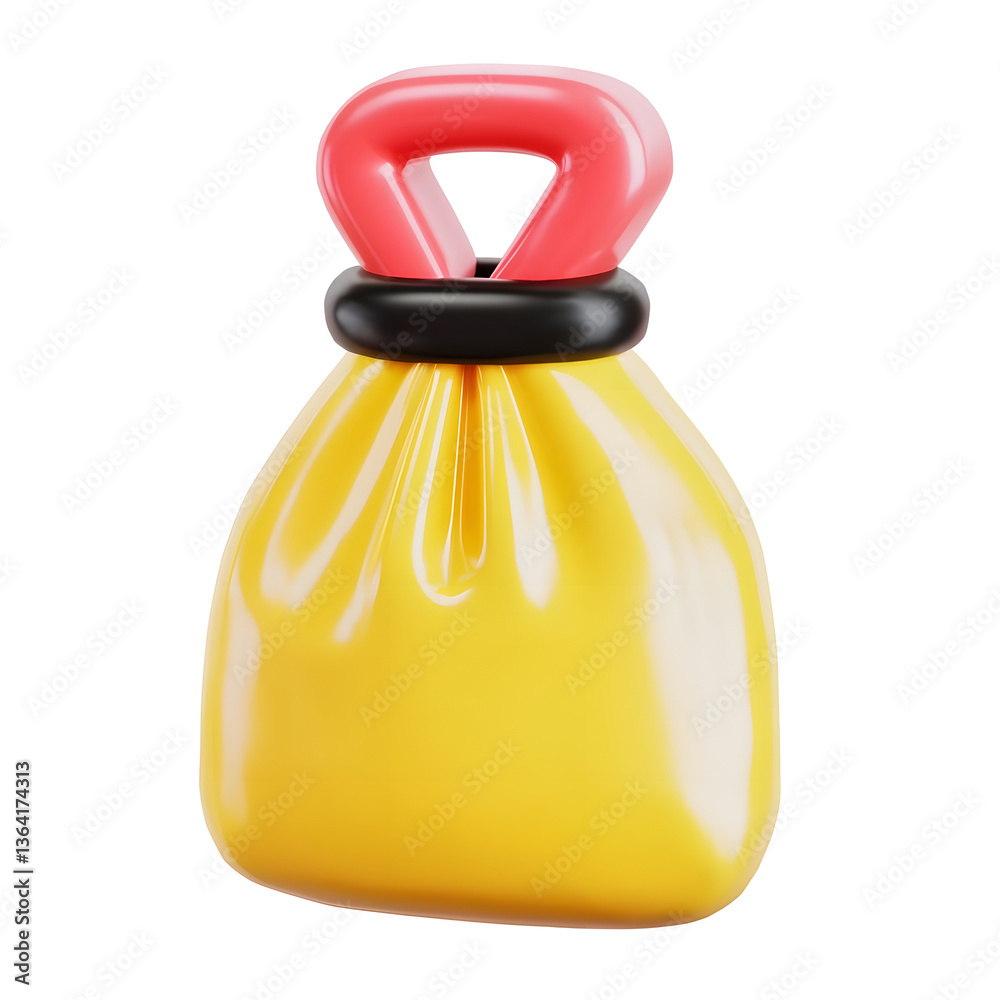 Poster 3D rendered image of a plastic shopping bag icon with a sleek minimalist design suitable for web and digital applications