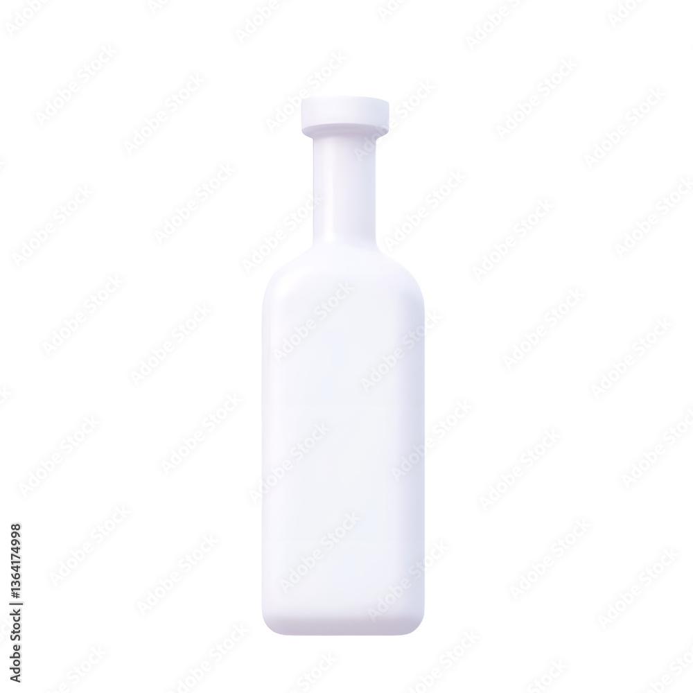 Leinwandbilder Elegant and simple 3D glass bottle icon design in a minimalist studio like setting with a transparent white background showcasing a modern and refined product aesthetic