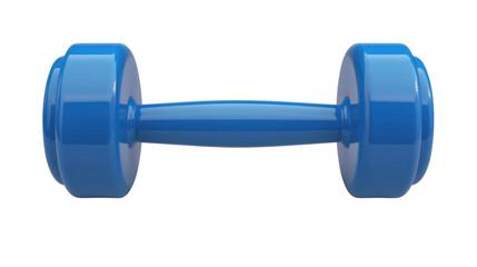 Obraz premium a blue dumbbell designed for aerobic workout isolated on white background