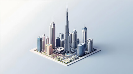 Obraz premium Pixelated Isometric View Of Dubai Cityscape