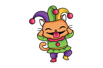 Cute Clown Cat Character Illustration