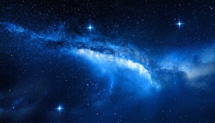 Fototapeta premium A stunning cosmic scene featuring a swirling galaxy amidst countless stars, showcasing vibrant blues and a sense of vastness in the universe.