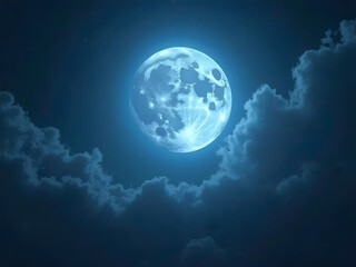 blue moons and clouds at the night 