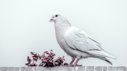 Obraz premium Elegant White Dove Serenity Purity Bird Studio Minimalist Photography