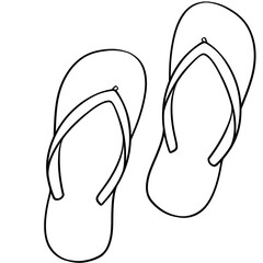 Outline illustration of flip-flop sandals, perfect for summer vacations, beach outings, and casual tropical fashion